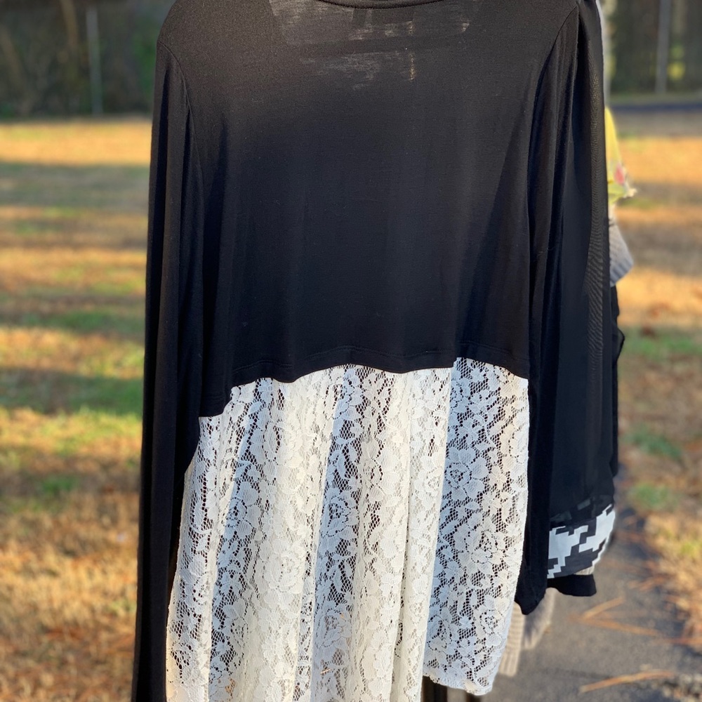 Black shirt with lace detail in back